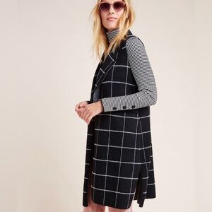 Anthropologie Window Pane Quinn Open‎ Front Vest Duster
